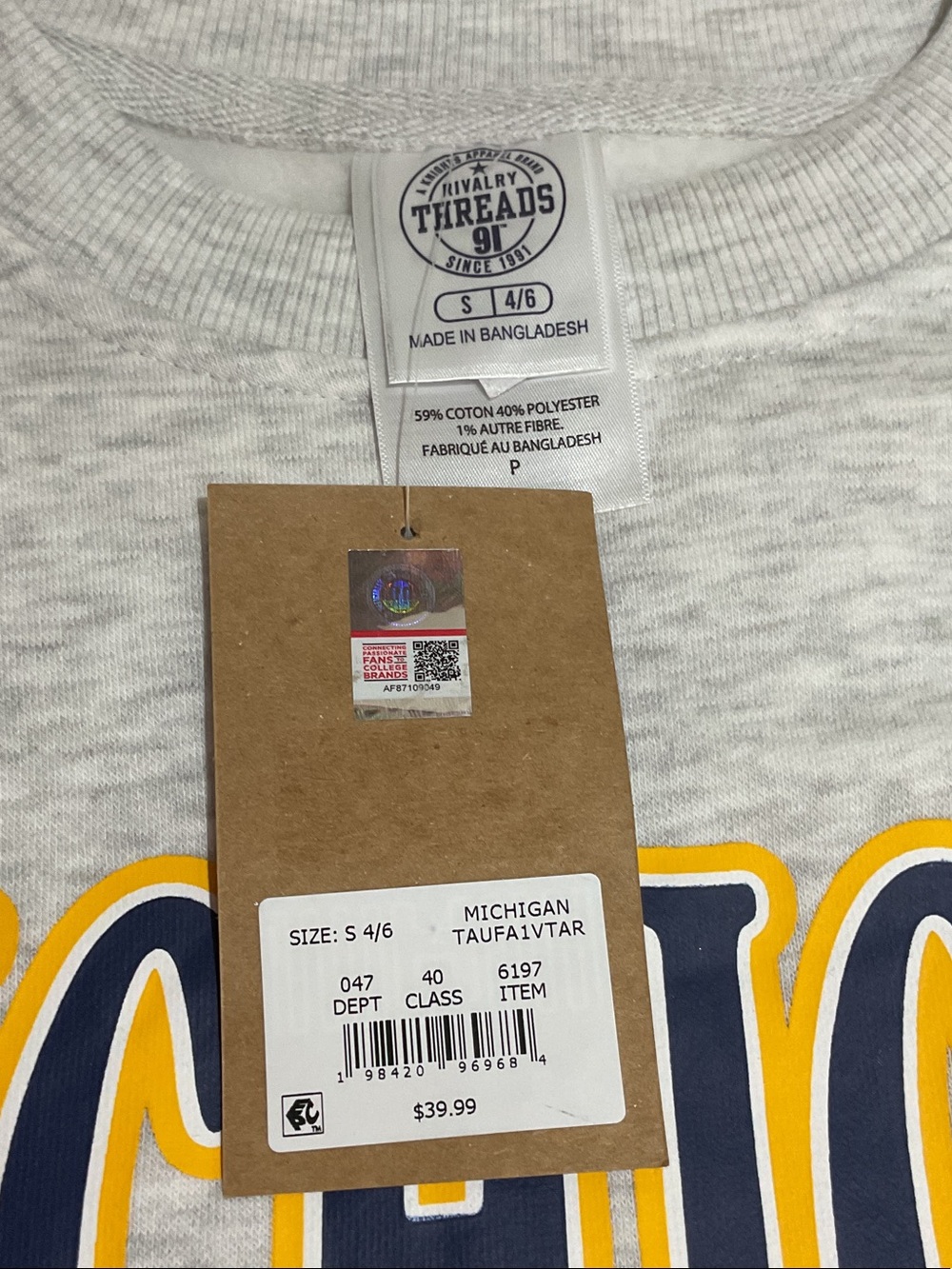 Rivalry Threads Grey Crewneck - Michigan Wolverines - Picture 3 of 4